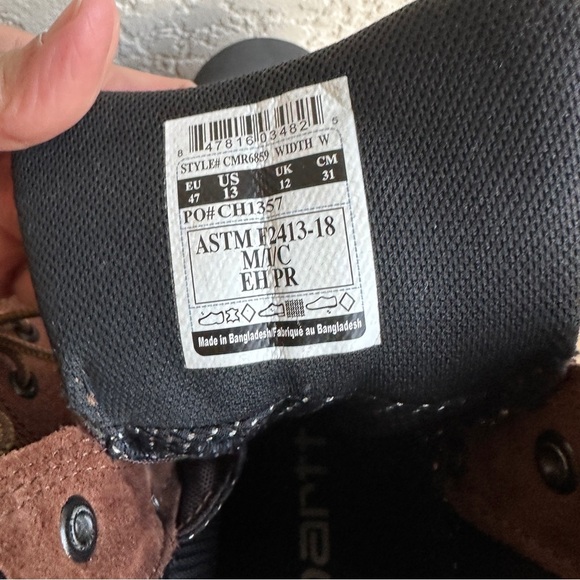 Carhartt Men's Ground Force 6" Composite Toe Waterproof Work Boot Brown Size 13W - Picture 6 of 12